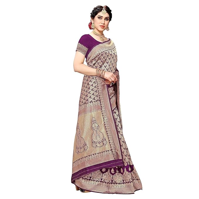 Banarasi Kanjivaram Navy Color Art Silk Saree with Blouse Material Alternate View
