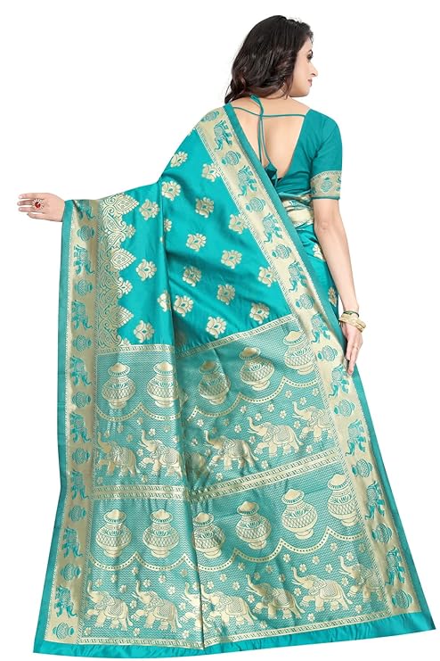 C J Enterprise Women's Pure Kanjivaram Silk Saree Soft Design With Blouse Piece For Wedding (Pari9016-54) Alternate View