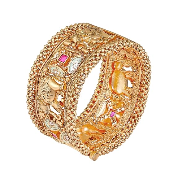 Peora Gold Plated Openable Kada Bangle Traditional Jewellery Gift for Women