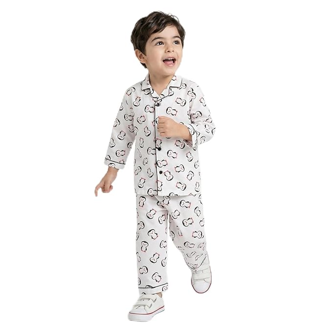 CLAP Kids Cotton Printed Full Sleeves Night Suit