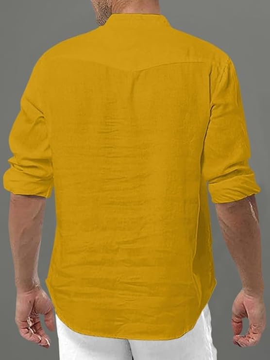 ROYALSCOUT Men's Cotton Polyester Blend Solid Regular Fit Full Sleeve Short Kurta | Ethnic, Lightweight Summer Kurta for Daily & Occasion Use Alternate View