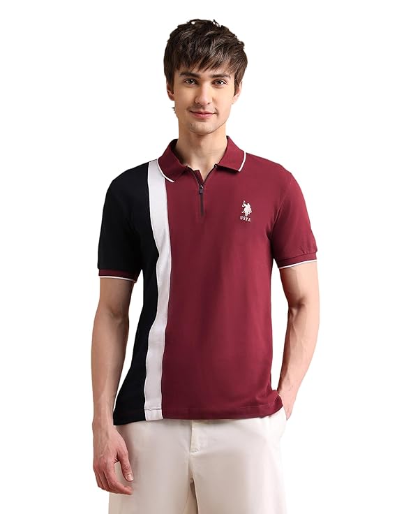 U.S. POLO ASSN. Slim Fit Polo T Shirts for Men - 100% Cotton, Half Sleeves Mens Tshirt