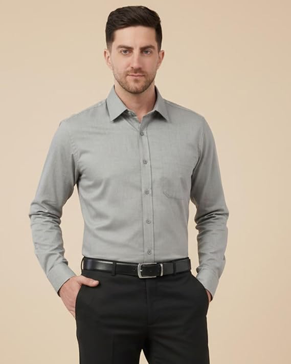 SaintX Men's Formal Shirt with Pocket | Oxford Weave Cotton Rich Premium Fabric | Smart Fit | Full Sleeve | Everyday Summer Essential | Available in Plus Sizes Alternate View