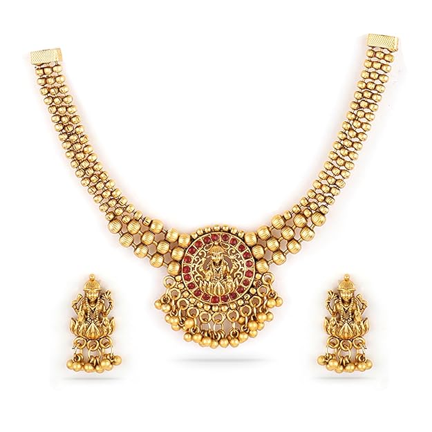 Rubans Necklace Set Gold Plated Traditional Stylish Jewellery Gift for Women & Girls