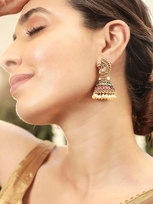 Rubans Jhumka Earrings Gold Plated Stylish Traditional Trendy Jewellery Gift for Women & Girls Alternate View