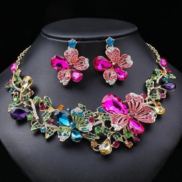 Shining Diva Fashion Necklace Jewellery Set for Women Latest Stylish Design Fancy Crystal